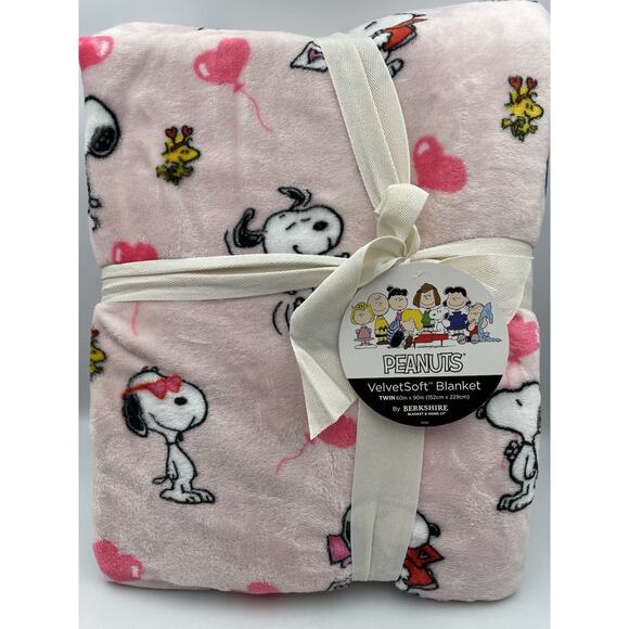 Berkshire Peanuts Valentines Balloons Snoopy Woodstock Twin Blanket 60"x90" NEW - Picture 1 of 6